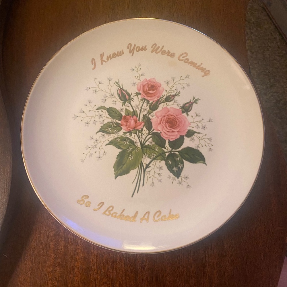 Vintage Cardinal China Pink Rose Cake Plate with 23k Gold Trim